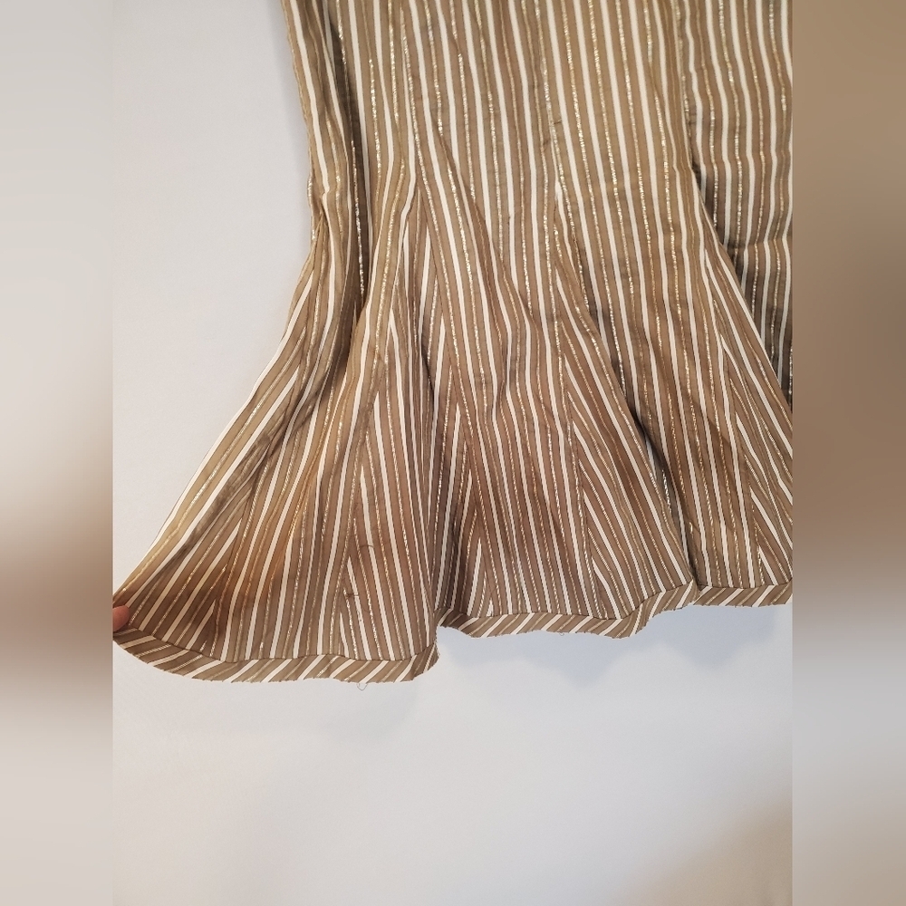 Kenneth Cole Vintage Striped Brown Metallic Skirt - Picture 12 of 13